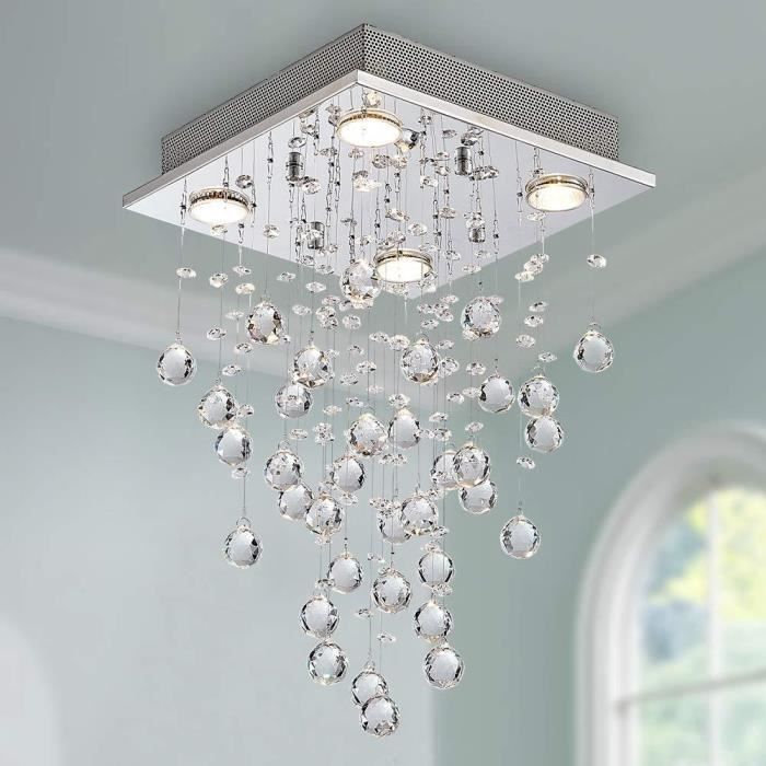 Bestier Moderne Cristal Goutte De Pluie Lustre Eclairage Encastre Led Plafonnier Luminaire Pendentif Lampe Pour Salle A Manger Salle De Bains Chambre Salon 5 G9 Led Ampoules Requises Luminaires Interieur Eclairage De