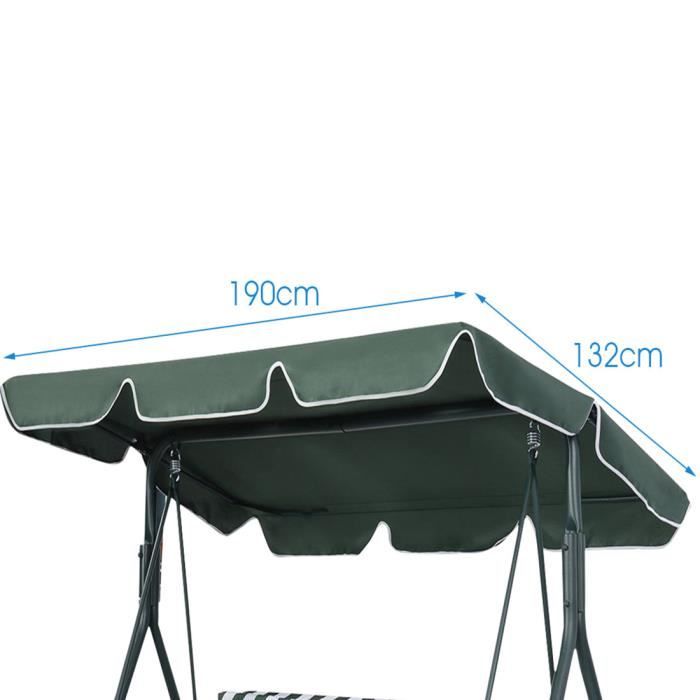 Giantex Toit de Rechange pour Balancelle 190x132CM,Toit de Balançoire Toile Imperméable en Polyester,Vert