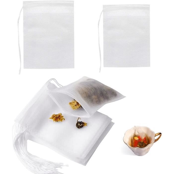 100 pièces Sachet à thé, sac filtre jetable pour infuseur à thé avec cordon  de guérison joint en tissu non tissé sac filtre à thé naturel, Mode en  ligne