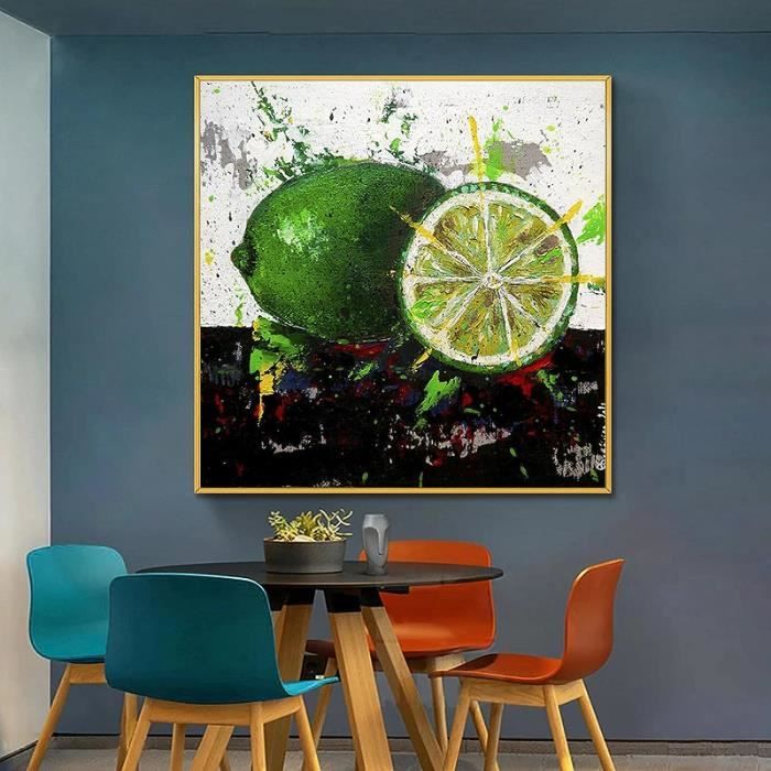 Tableau Toile Fruits Légumes Panier - 80x60cm - Impression HD Prête à Accrocher - Décoration Cuisine