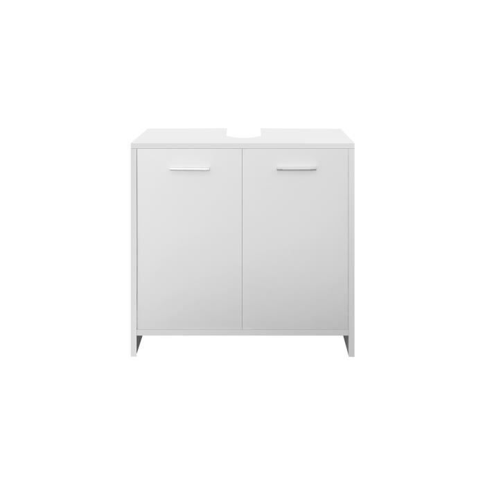 ml-design meuble sous lavabo, blanc, 58x60x33 cm, avec 2 portes et 1 espace de rangement, panneau mdf finition mélaminée