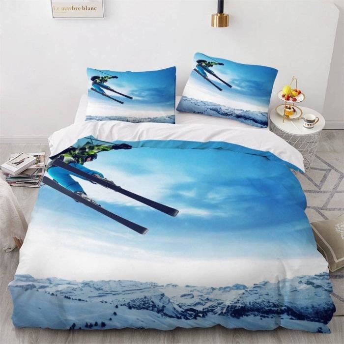 Housse De Couette Ski 140X200 Enfant Ado Fille 3D Paysage D Hiver Parure De Lit 1 Personne Microfibre 3 Pieces Housse De Cou u13124 Cdiscount Maison