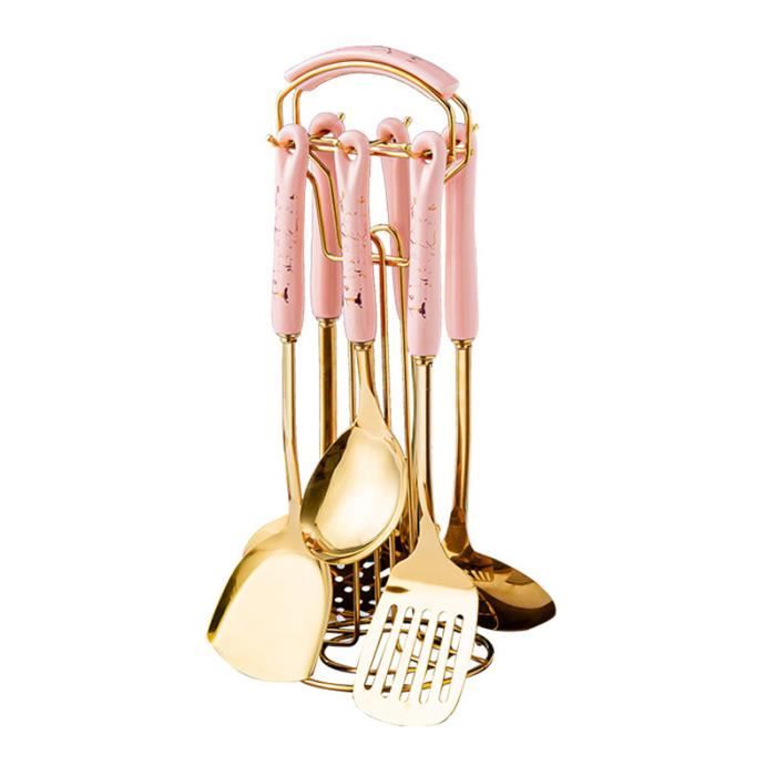 Ensemble 6 Ustensiles Cuisine Acier Inoxydable Evanda - Cuillère Spatule Louche Écumoire