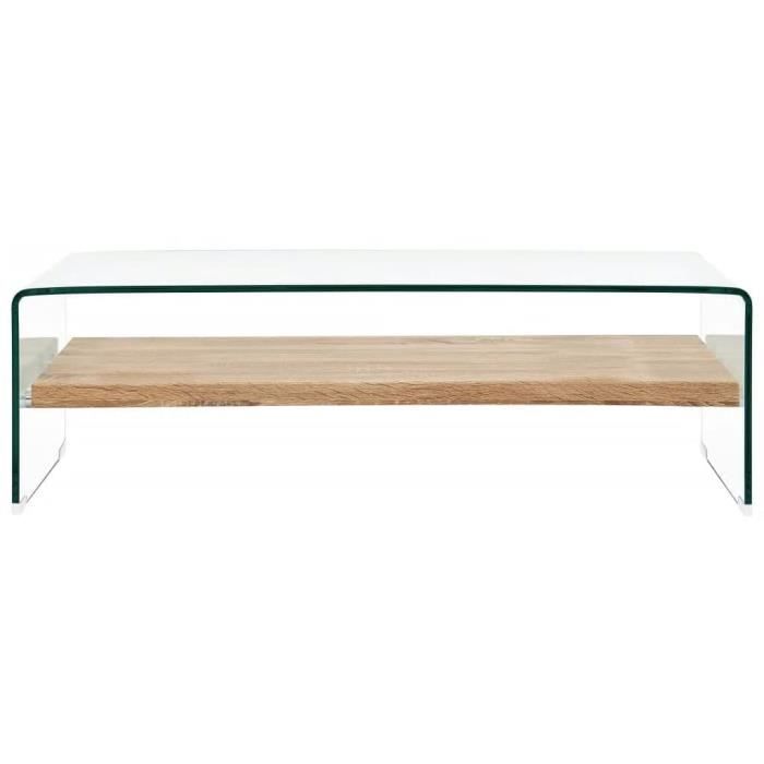 Table basse en verre trempé - Maison - Clair 98x45x31 cm - Transparent - A monter soi-même - Adulte
