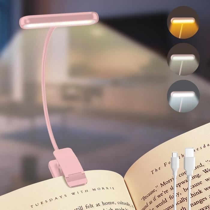 Lampe de lecture rechargeable - AUCUNE - iFalarila - Rose - Rayon déclairage +50% - Col de cygne allongé