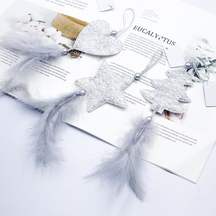 Ornements de Noël Sapin de Noël Pendentif plume d'amour étoile à cinq