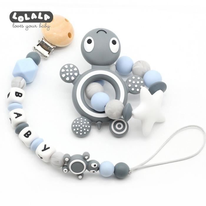 Version Gris Nom Personnalise Tortue Silice Bebe Sucette Attache Bracelet Combinaison Chaine Jouets Pour Enfants 46 Cdiscount Puericulture Eveil Bebe