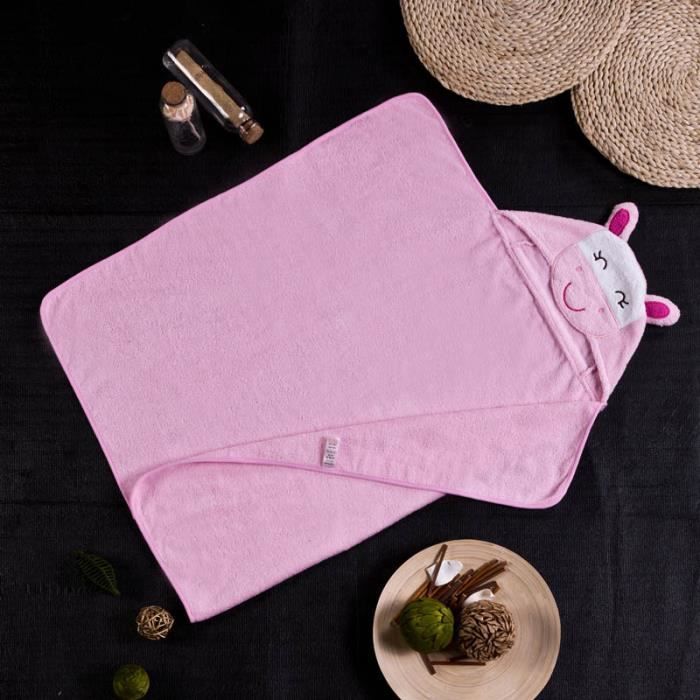 Drap De Bain Bebe Fille A Capuche Vachette Applique En Coton 80x100cm Rose Achat Vente Sortie De Bain Cdiscount