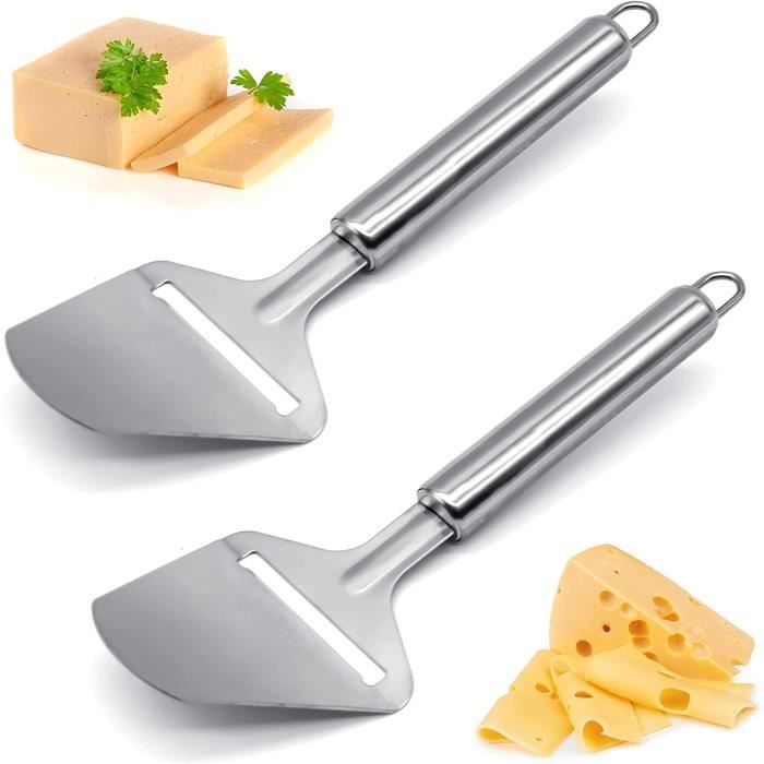 outils de cuisine Auidy_6TXD Lot de 2 trancheuses à fromage avec rabot à fromage en acier inoxydable à épaisseur réglable pour fromage doux semi-durs 