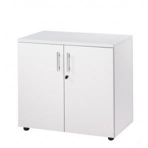 armoire de bureau basse blanche ineo - 2 portes - largeur 80 cm - hauteur 72,5 cm - profondeur 47,3 cm