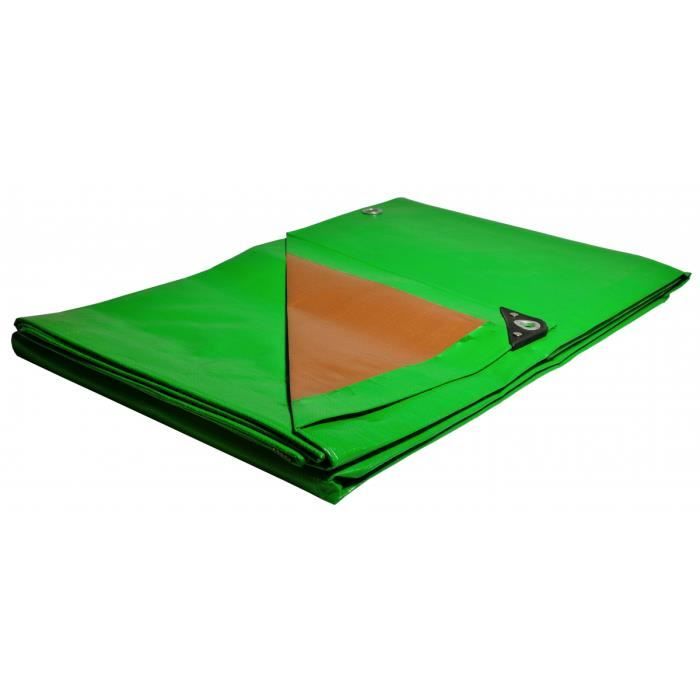 Bâche plastique - Marque - 2x3 m - étanche - anti UV - verte et marron - 250g/m²
