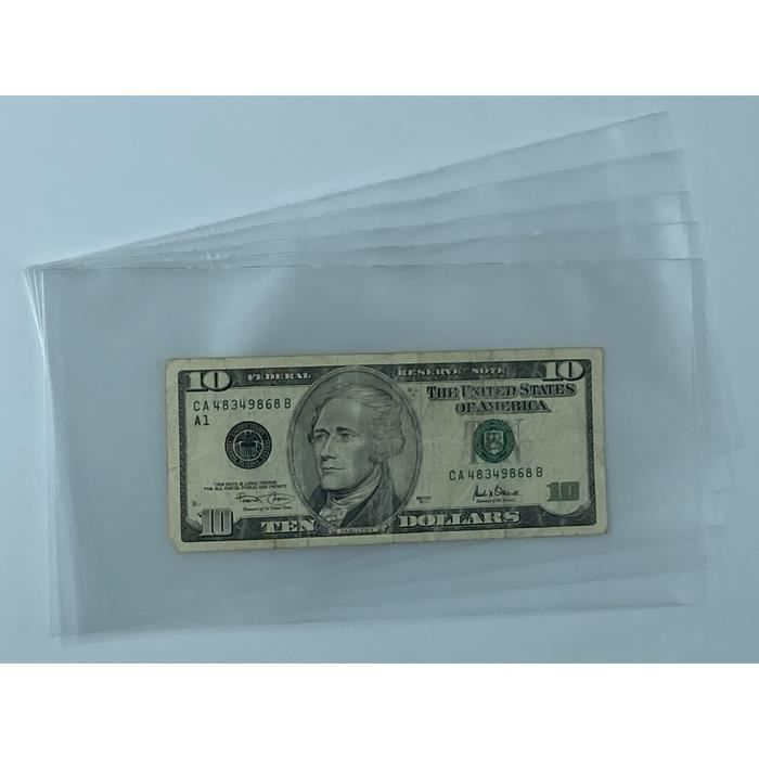 Lot De 100 Pochettes Transparentes De Protection Pour Billets De Banque 8,5 X 17,5 Cm - Qualité Premium