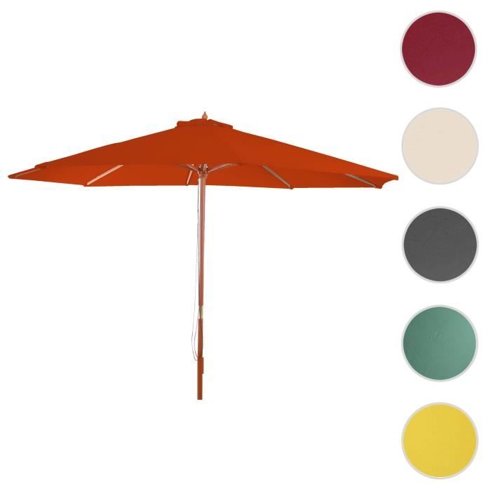 Parasol Florida parasol de marché Ø 3m polyester/bois terre-cuite