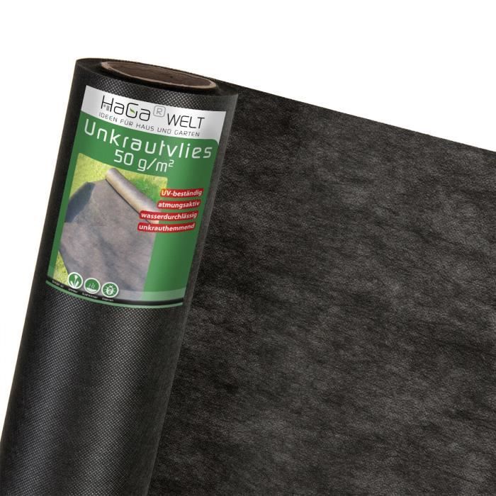 Toile Anti-mauvaises Herbes 10 M² GARDENIX – 150 G/m², Perméable, Livrée Avec 50 Piquets, Pour Potager Et Massifs