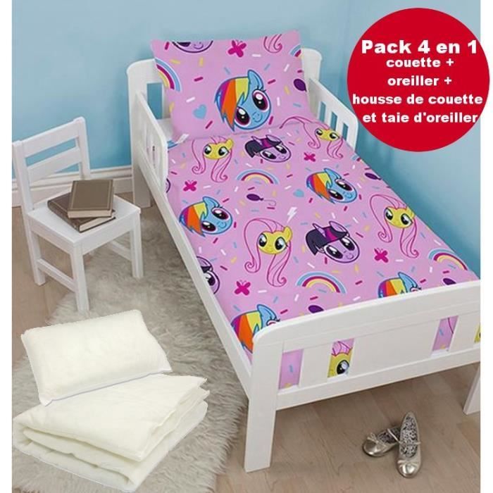 4 En 1 My Little Poney Rose Parure De Lit Housse De Couette 1x150 1 Taie Couette Oreiller Pour Lit Bebe Cdiscount Maison