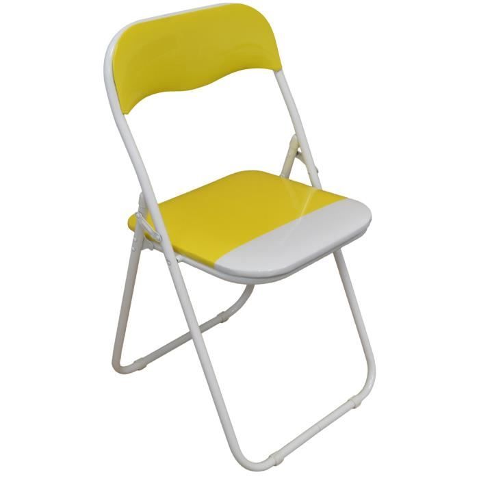 Chaise pliante rembourrée pour le bureau jaune/blanc lot de 4 