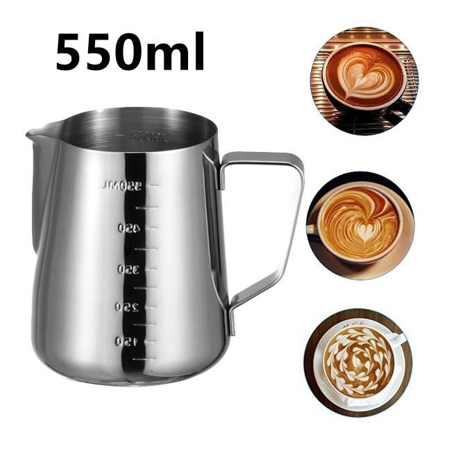 Pichet En Acier Inoxydable Tasse De Lait Pichet Cruche Avec Couvercle Pour Art Du Café Latte Pour Cuisine De Bureau Avec Poignée(2000 ml-Argent Pichet En Acier Inoxydable Tasse De Lait Pichet Cruche Avec Couvercle Pour Art Du Café Latte Pour Cuisine De Bureau Avec Poignée(2000 ml-Argent