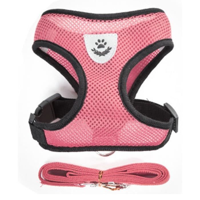 L Rose Harnais pour chien bouledogue français, en Nylon, maille, ensemble de harnais et