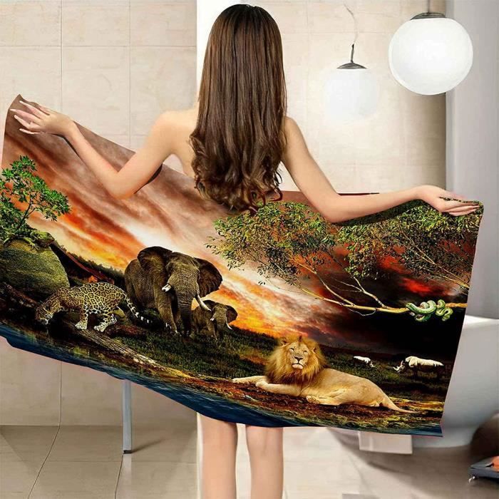 Serviette De Plage Léopard 2 Pièces - 75x150 Cm + Sac - Microfibre Anti-sable, Sèche Vite - Pour Plage, Piscine, Voyage - 10