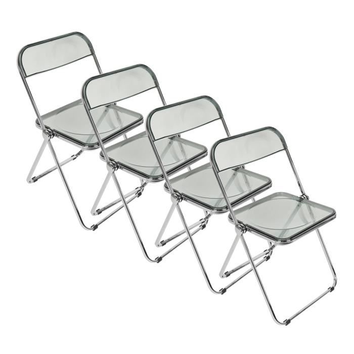 ingma ensemble de 4 chaises pliantes, gagner l'espace, chaise de bureau robuste, acrylique gris