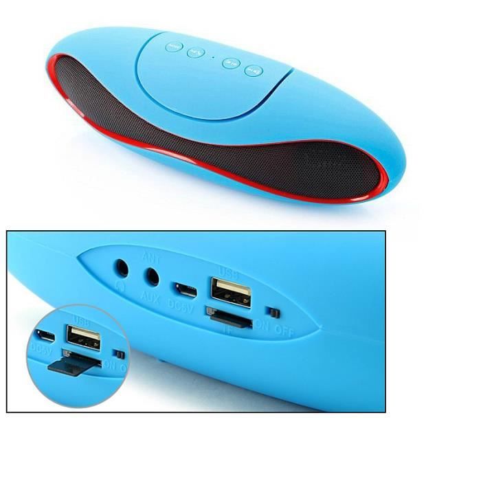 Enceinte sans fil Bluetooth Portable Radio FM USB Lecteur de carte LED Bleu  - Cdiscount TV Son Photo