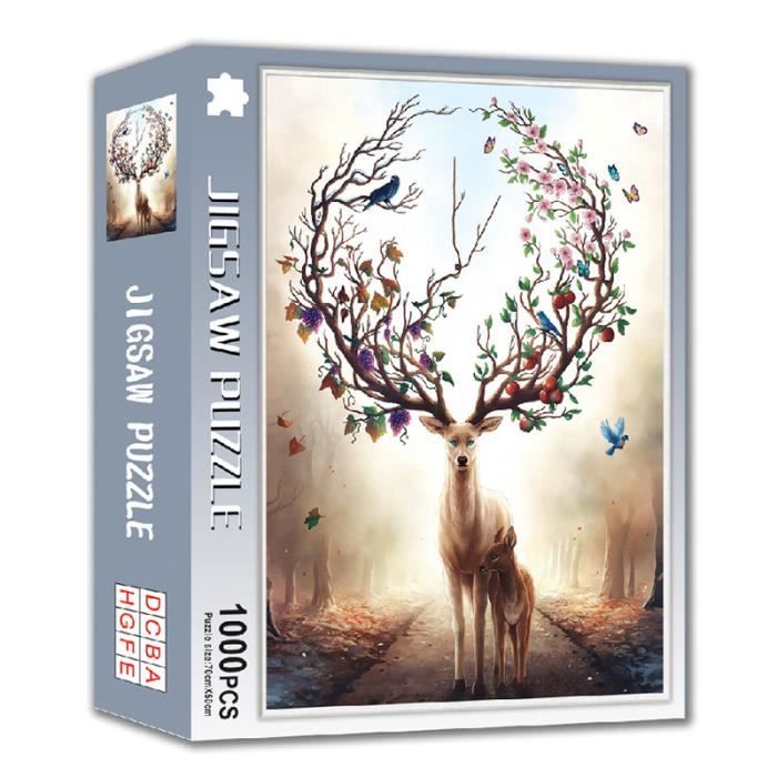 Cae cerf Puzzle En Bois Pour Adultes Et Enfants, 1000 Pièces, Image À Assembler, Jouets