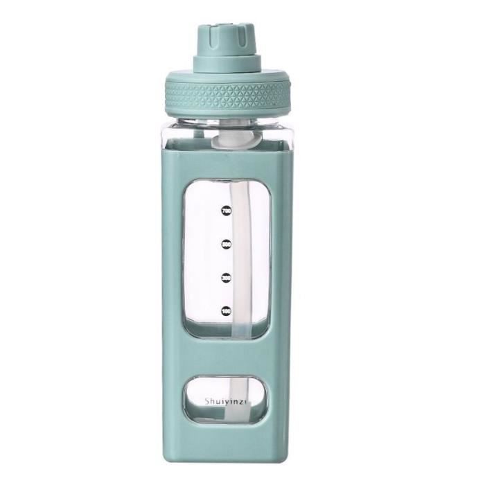 Gourde Verre 700ml BLUEGO - Double Bouchon Sans BPA Avec Marqueur Temps