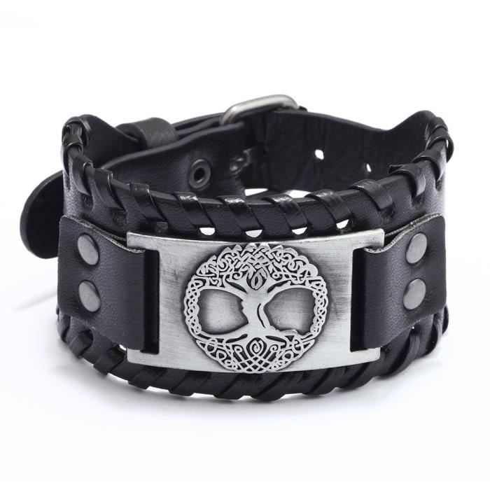 Bracelet Vegvisir Rune Compass manchette cuir bronzé Icelandic Sons of Ragnar
