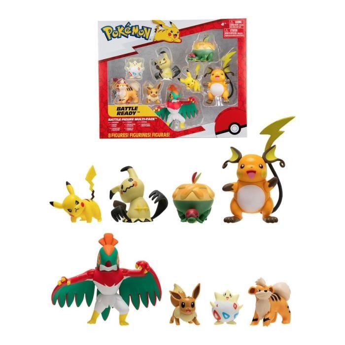 8 figurines Battle BANDAI - Pokémon - Pikachu, Evoli, Dratatin, Togepi, Caninos, Mimiqui, Raichu et 