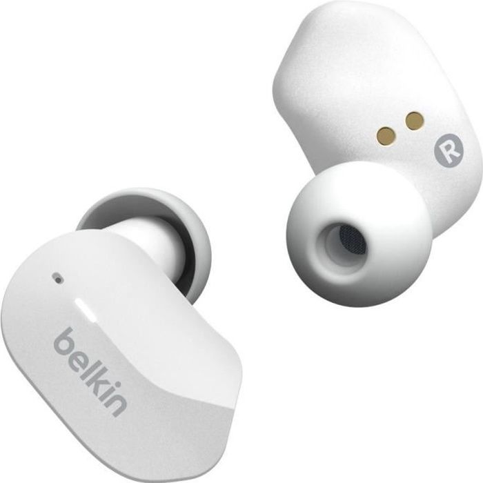 BELKIN SOUNDFORM™ - Écouteurs sans fil Bluetooth True Wireless - IPX5 - 3 tailles dembouts - 5h autonomie - Blanc