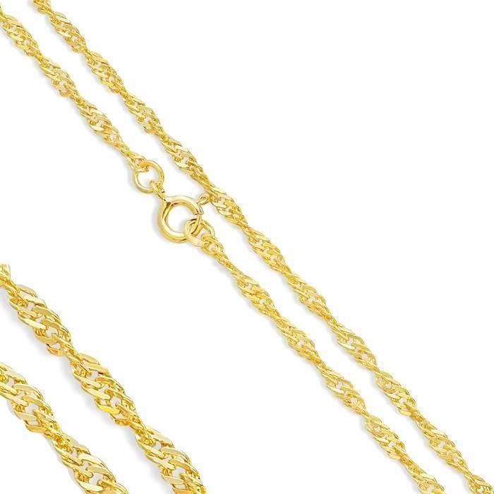 Chaîne De Cou Femme Maille Singapour - Plaqué Or Jaune 750/1000 - 55 Cm