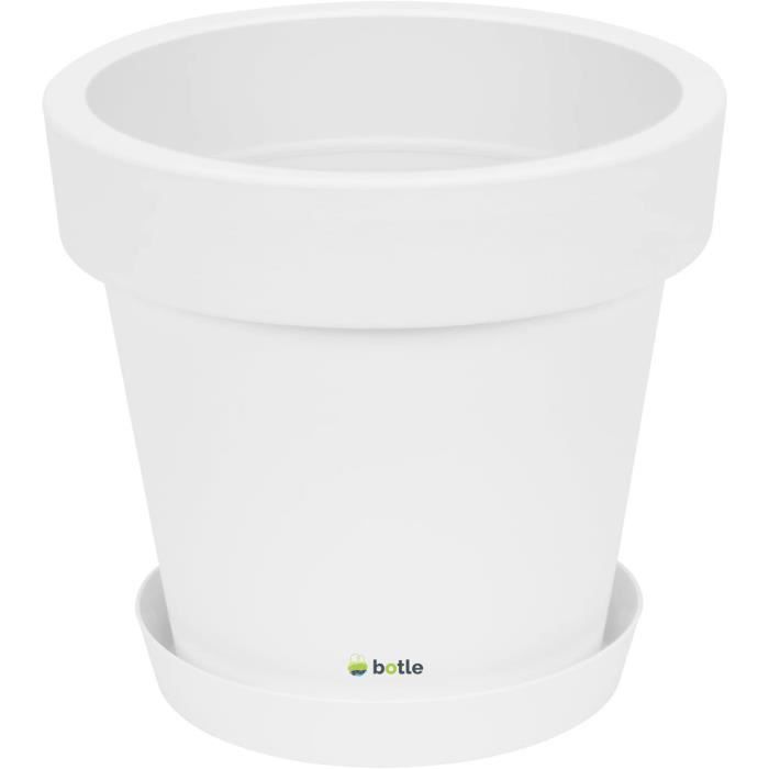 Elho Jazz Round - Lot De 3 Pots De Fleurs En Plastique Recyclé - Blanc Soie, 14/16/19 Cm - Pour Intérieur