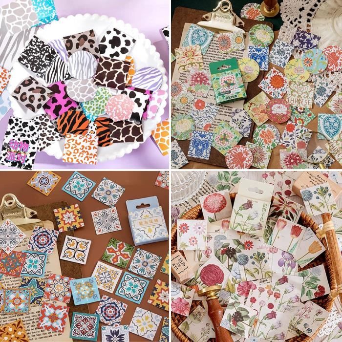 180 Pack Stickers Série De Fleurs Et Motifs, 4 Boîtes Autocollant Vintage, Stickers Motifs Pour Scrapbooking, Ordinateur Portable, Agenda Album Photo DIY Décoration