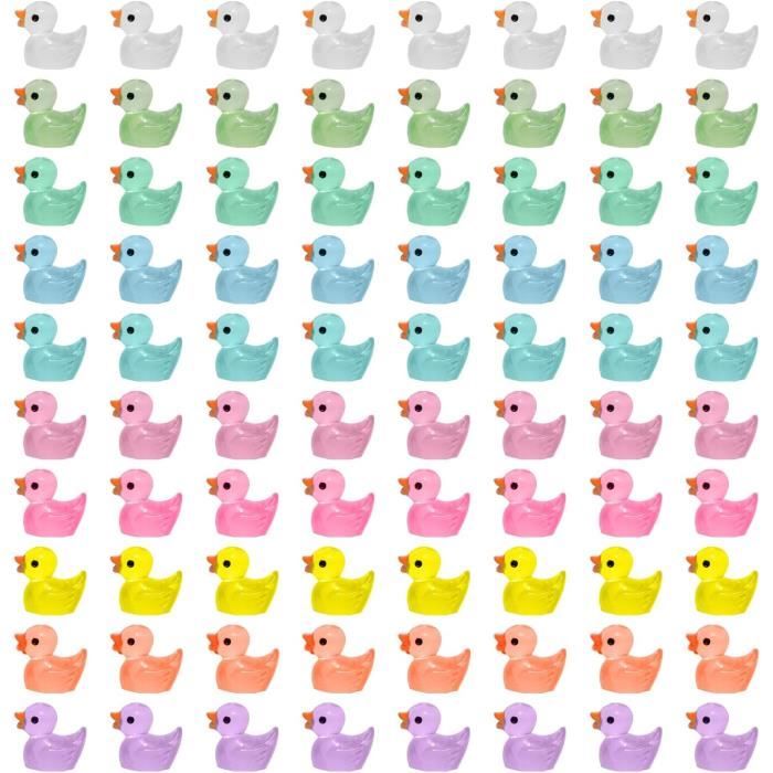 100pcs Canards De Noël En Résine, Mini Canards Résine Petits Canards Avec Chapeau De Noël Petit Canard Miniature En Résine Pour Jardin Paysage