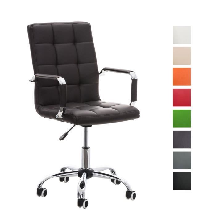 clp fauteuil de bureau deli v2 en similicuir avec piètement à roulettes métal chromé, marron