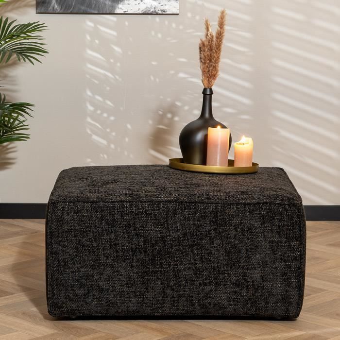 Pouf Industriel en Tissu Noir DIMEHOUSE Memphis 1 Place Style