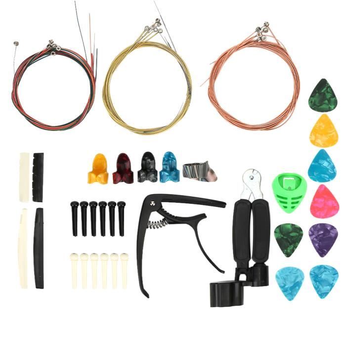 Yideng Kit D’accessoires pour Guitare 65 PCS, Comprenant Enrouleur de cordes, médiators de Yideng Kit D’accessoires pour Guitare 65 PCS, Comprenant Enrouleur de cordes, médiators de