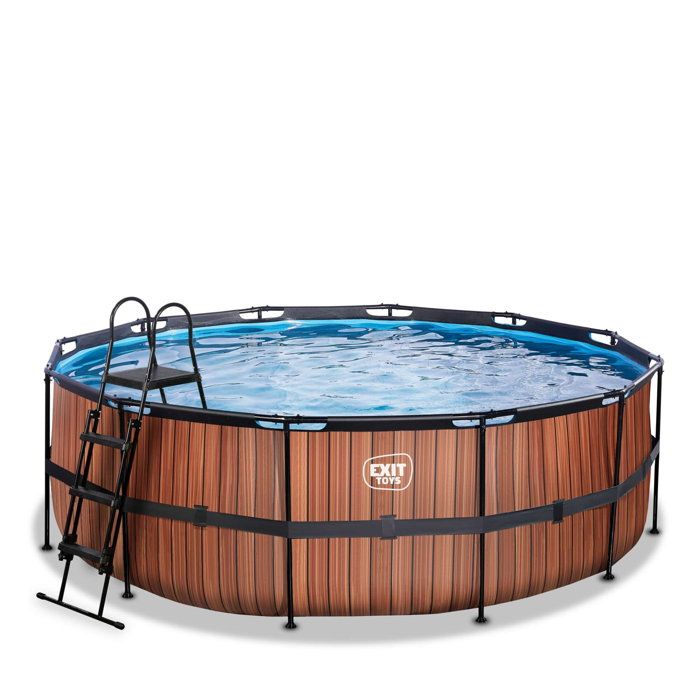 Piscine Tubulaire Ronde - EXIT Toys - Wood - 427x122 cm - Pompe Filtrante à Sable - Échelle Sécurisée Piscine Tubulaire Ronde - EXIT Toys - Wood - 427x122 cm - Pompe Filtrante à Sable - Échelle Sécurisée