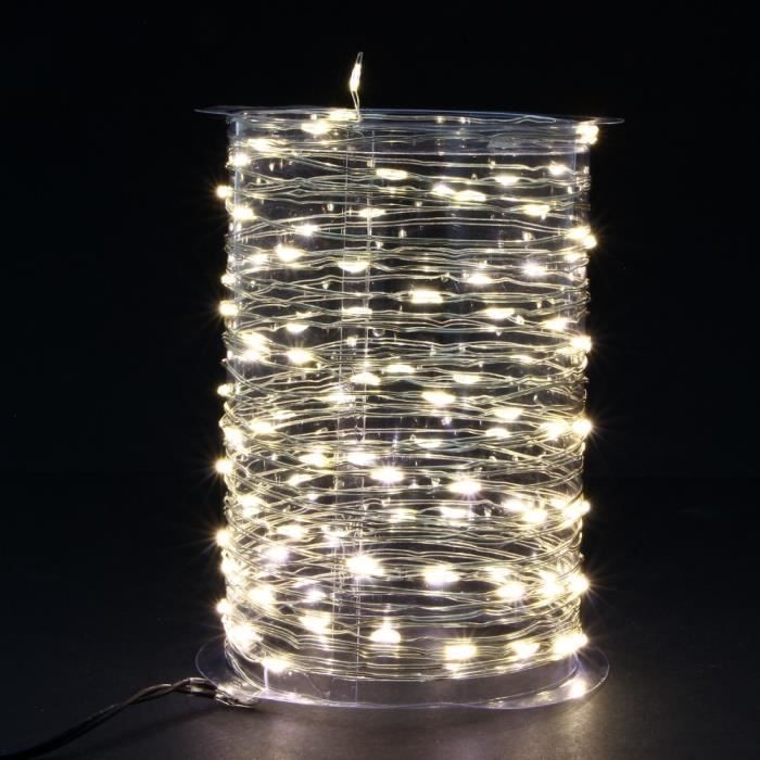 guirlande lumineuse 100 nano led blanc chaud 8 jeux de lumière- ip44 usage exérieur et intérieur - longueur 5m