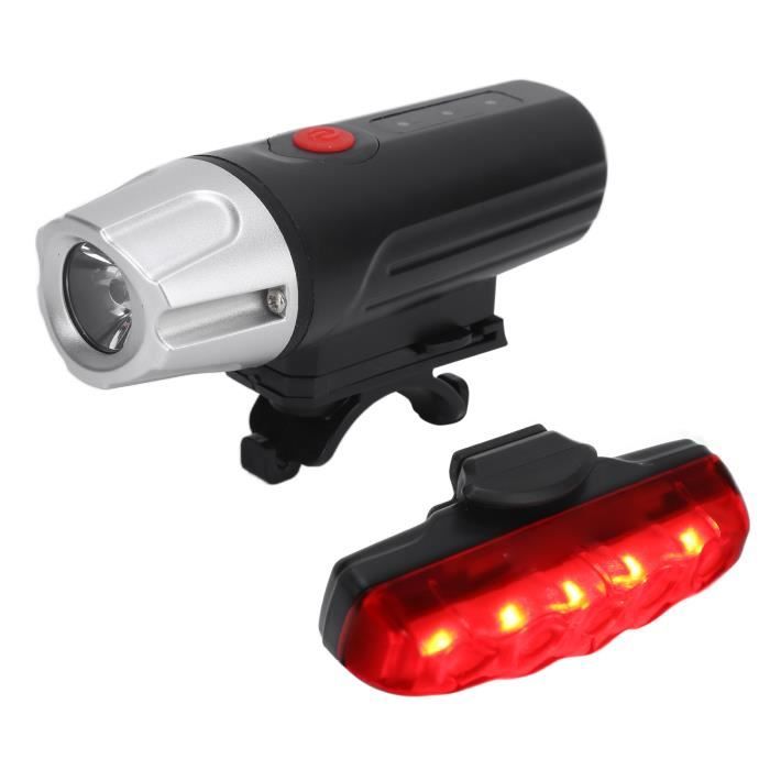 Kit Éclairage Vélo USB Rechargeable - Phare Avant 600 Lumens Et Feu Arrière - 6 Modes - Étanche IPX5
