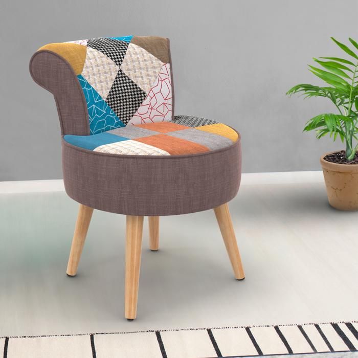 IDMARKET Fauteuil CRAPAUD en tissu patchwork multicouleurs