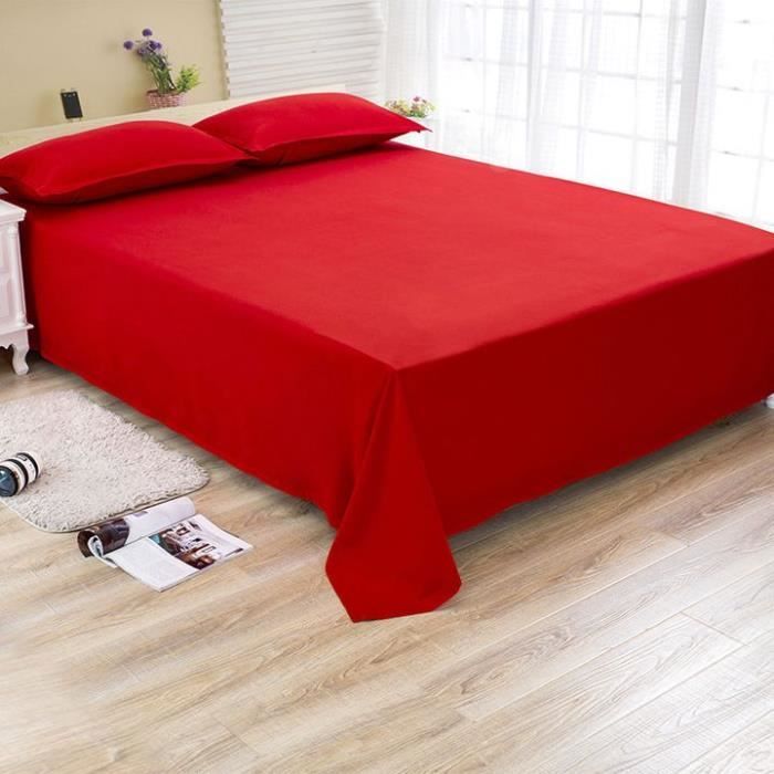 Drap plat - INSFITY - Couleur unie - 200 x 230 cm - Rouge