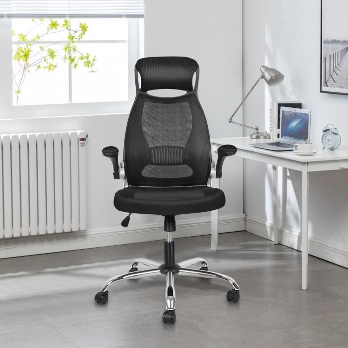 chaise de bureau - jeobest - fauteuil ergonomique à roulettes - réglable en hauteur - noir