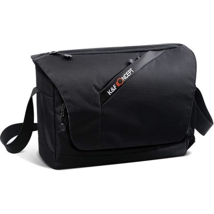 K&F Concept Sac Reflex à Bandouliere, Sacoche Epaule Compact Housse avec Compartiment pour Appareil Photo Objectif Ordinateur
