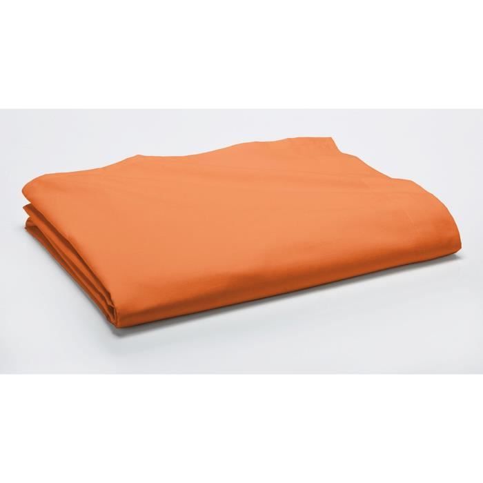 Drap Plat - LA MAISON DAMELIE - INTIMITY - 240 x 300 cm - 100% coton - Mandarine