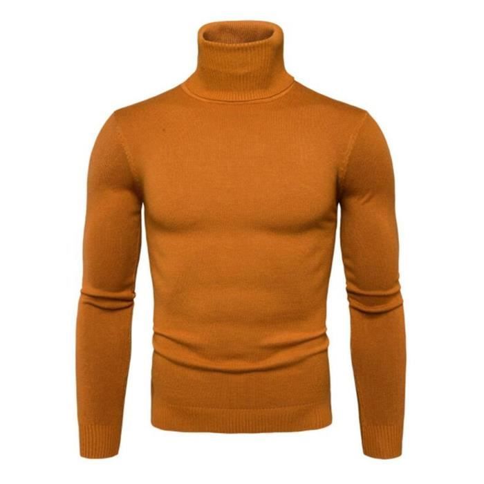 Oanviso Homme Manche Longue Col Montant T-Shirt Basique Couleur Unie Pull Haut Thermique Confort À L'intérieur Slim Fit Pull-Over Doux Modal Sous-vêtements Casual Maillot De Corps C Beige XS