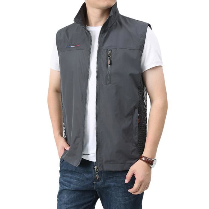 Gilet Softshell Homme Sans Manches – Séchage Rapide, Respirant, Été Travail Chasse Randonnée Photographie Trekking Loisirs Outdoor