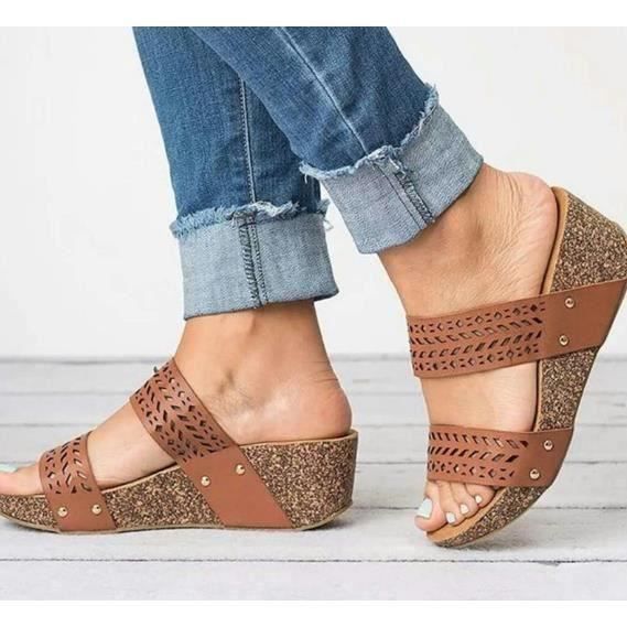 Sandales Mephisto, sandales à talon compensé femme en cuir nubuck blanc