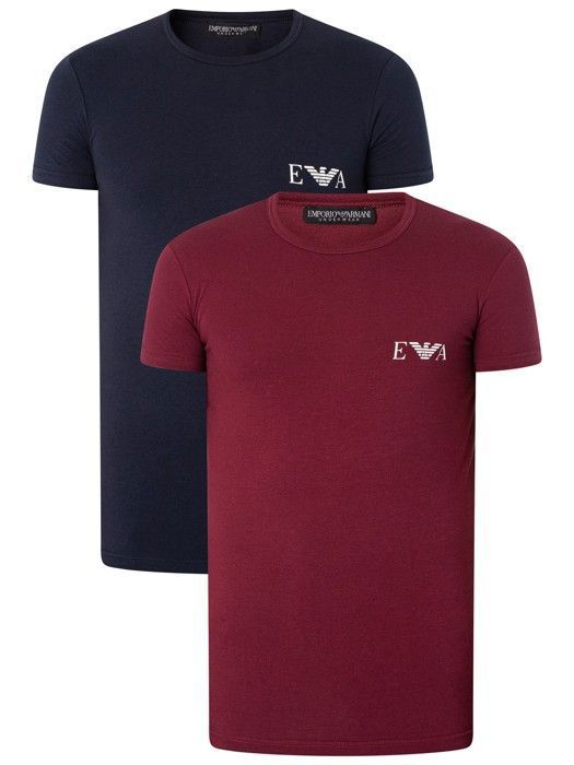 Emporio Armani Pour des hommes Lot de 2 t-shirts Lounge Crew, Multicolore