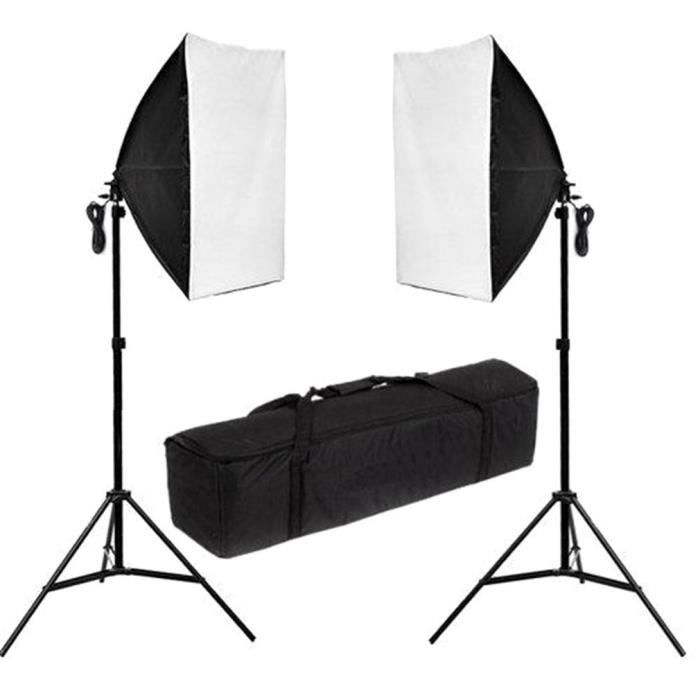MVPOWER Softbox Kit Kit Eclairage Studio Photo avec 2* 50x70cm Softbox,2*135 W Ampoule,Lumière de Jour Lampe Photographique Professionnelle,2* Trépied Réglable 68-200cm,pour Studio Photo et Vidéo 